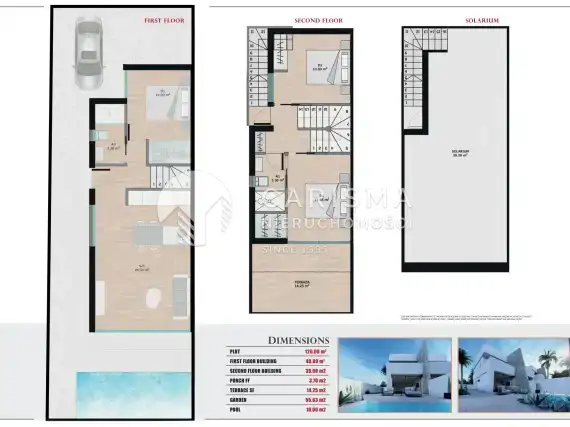 (12) Domy w zabudowie bliźniaczej z prywatnymi basenami 650 m od plaży w San Javier