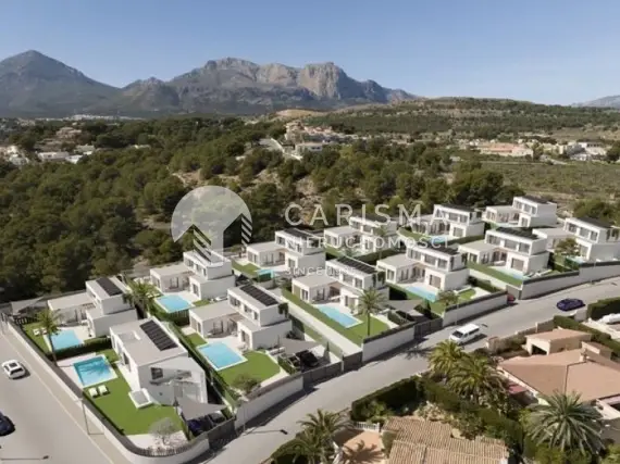 (15) Nowe domy z prywatnymi basenami z widokiem na morze w Alfaz del Pi, Alicante, Costa Blanca
