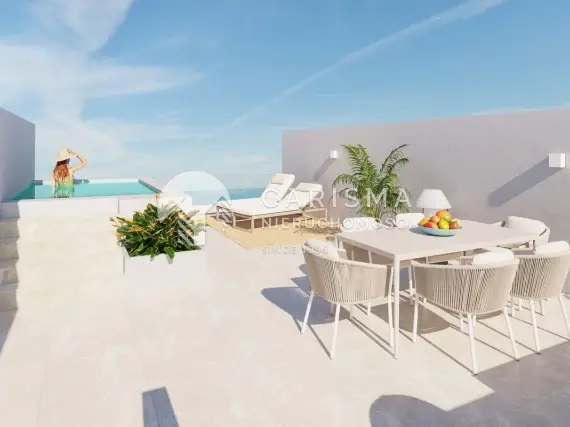 (9) Nowoczesny bliźniak z widokiem na morze, 150 m od plaży w Pilar de la Horadada, Costa Blanca